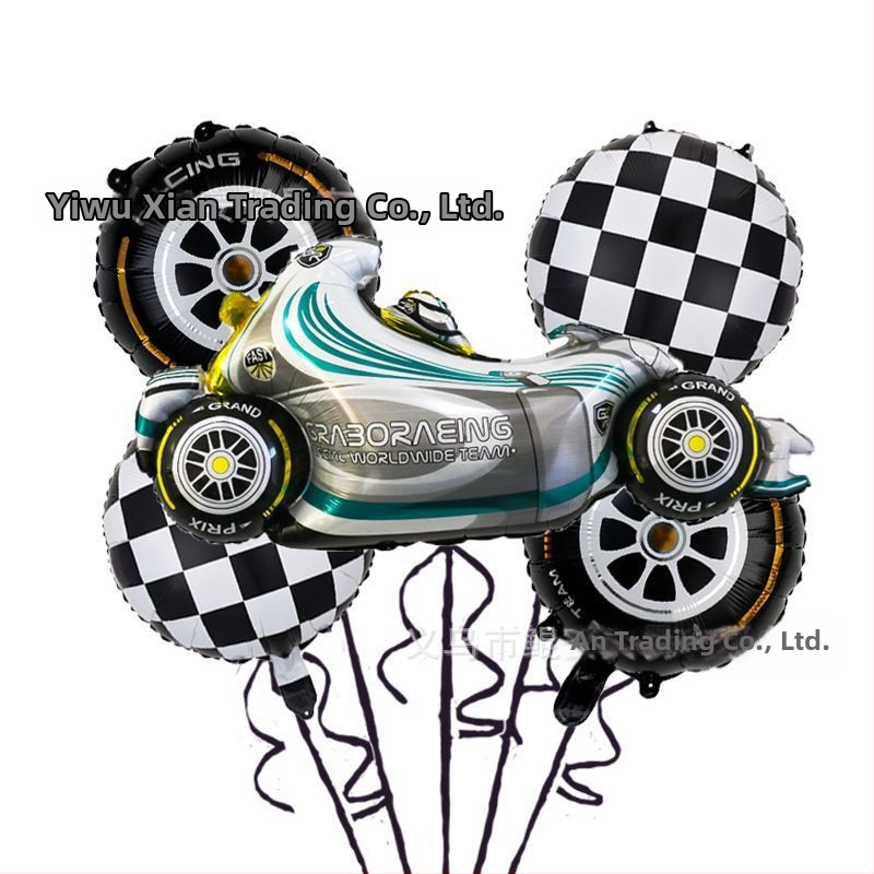 Set baloane din folie de aluminiu cu temă de curse, 18 inch, decor pentru petrecere de zi de naștere