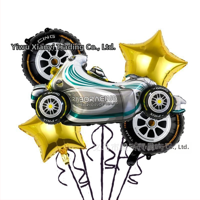 Set baloane din folie de aluminiu cu temă de curse, 18 inch, decor pentru petrecere de zi de naștere