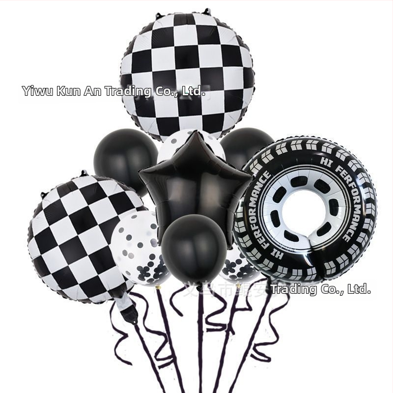 Set baloane din folie de aluminiu cu temă de curse, 18 inch, decor pentru petrecere de zi de naștere