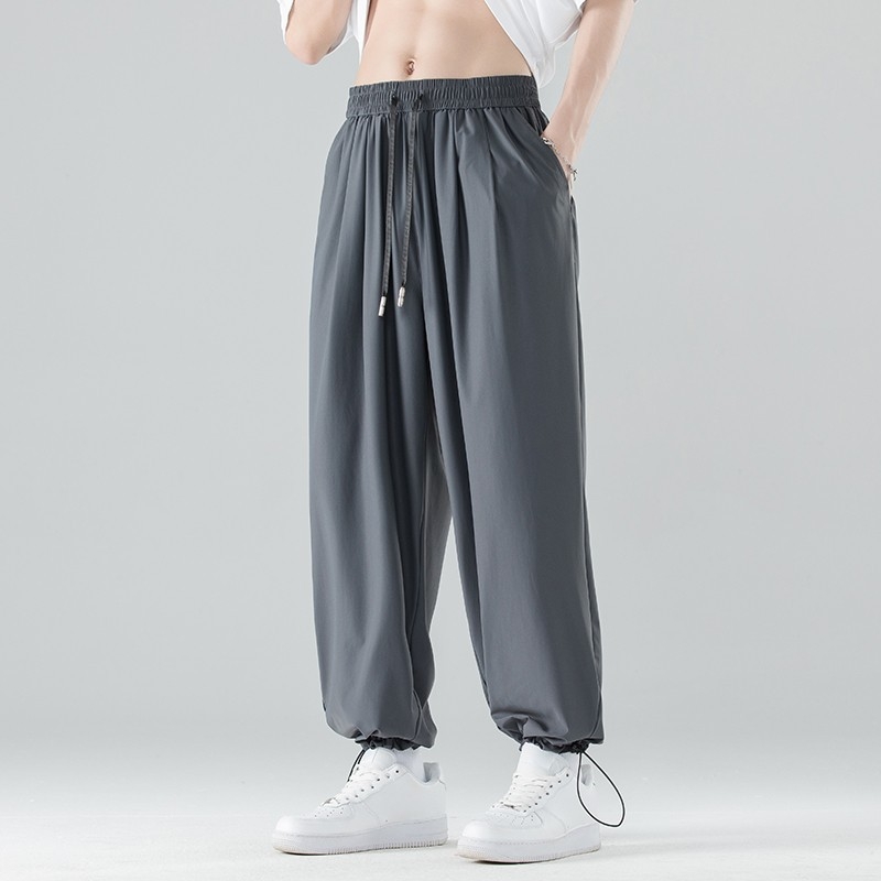 NASA Ice Silk мъжки панталони за лято, тънки и свободни, ежедневни jogger панталони с маншети, персонализируеми