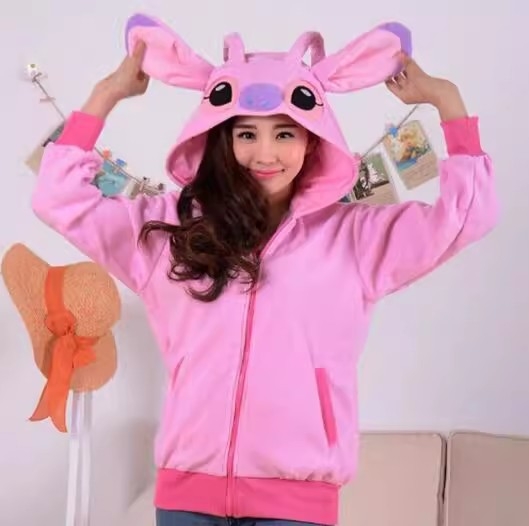 Hoodie s kapuljačom od flisa sa motivima crtane životinje: Pikachu, Vatreni zmaj, Pegaz, Mjesečni elf, Svinja i Dinosaur – crna i ružičasta
