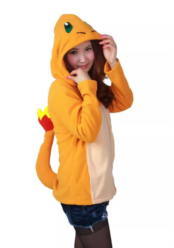 Hoodie s kapuljačom od flisa sa motivima crtane životinje: Pikachu, Vatreni zmaj, Pegaz, Mjesečni elf, Svinja i Dinosaur – crna i ružičasta