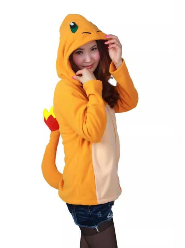 Hoodie s kapuljačom od flisa sa motivima crtane životinje: Pikachu, Vatreni zmaj, Pegaz, Mjesečni elf, Svinja i Dinosaur – crna i ružičasta