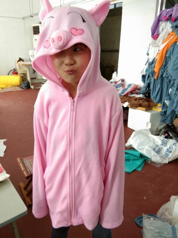 Hoodie s kapuljačom od flisa sa motivima crtane životinje: Pikachu, Vatreni zmaj, Pegaz, Mjesečni elf, Svinja i Dinosaur – crna i ružičasta
