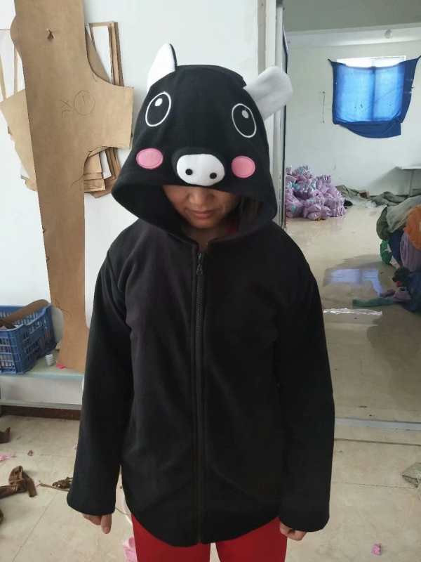 Hoodie s kapuljačom od flisa sa motivima crtane životinje: Pikachu, Vatreni zmaj, Pegaz, Mjesečni elf, Svinja i Dinosaur – crna i ružičasta