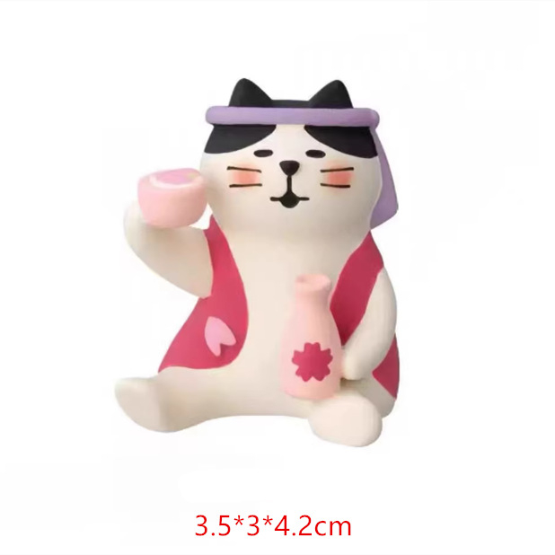 Mačka u japanskom stilu, sezona cvijeta trešnje, figurica iz kutije iznenađenja, DIY smola ručni rad, mali ukrasni poklon