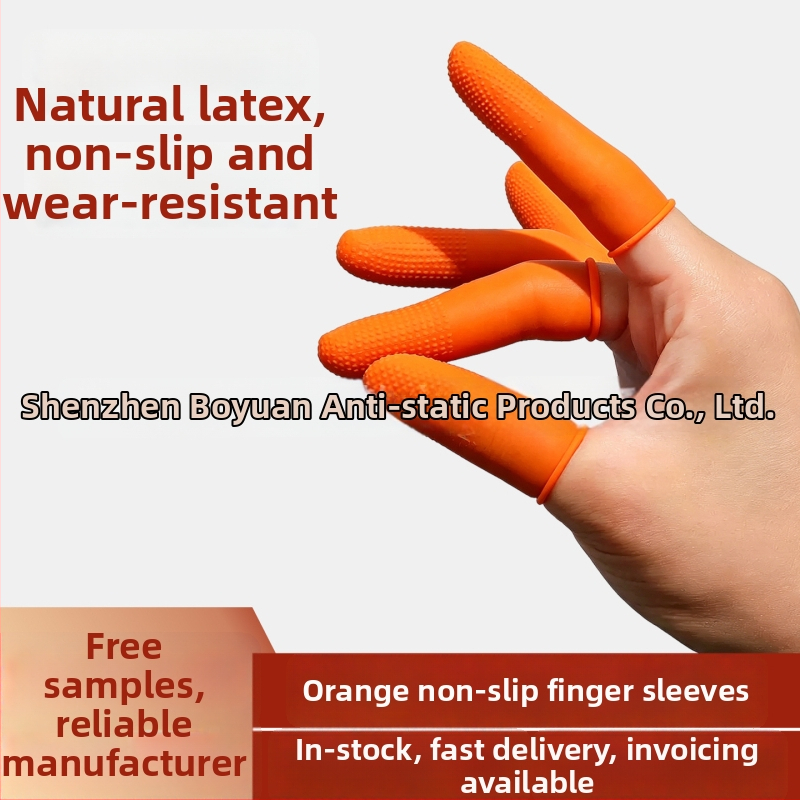 Оранжеви латексни покрития за пръсти, противохлъзгащи, износоустойчиви, с гранули, антистатични, за броене на пари, удебелен гумен материал, еднократни