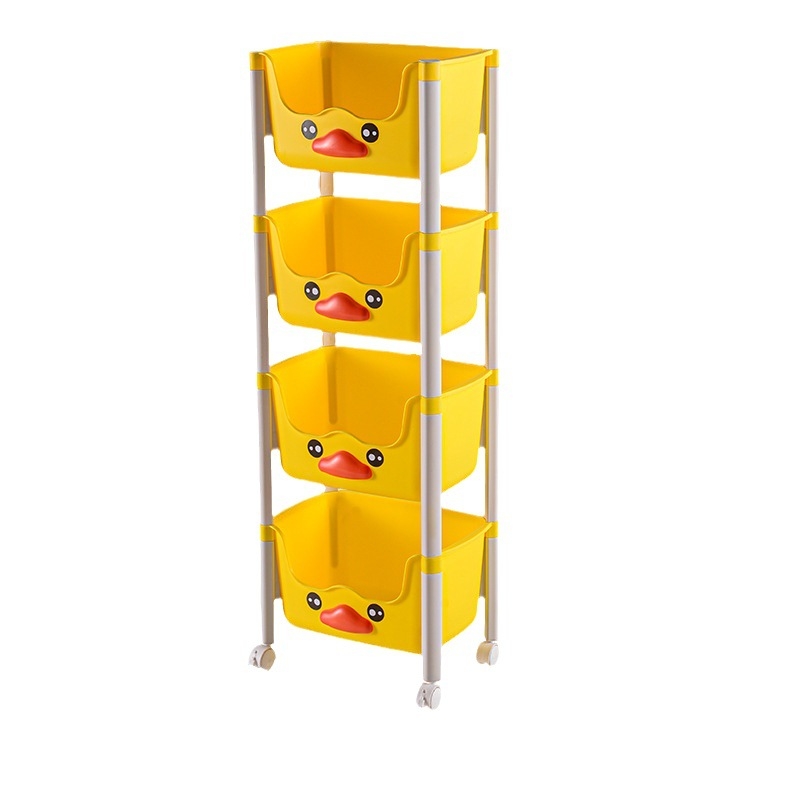 Viacposchodový stojan na hračky Little Yellow Duck na kolieskach do detskej izby
