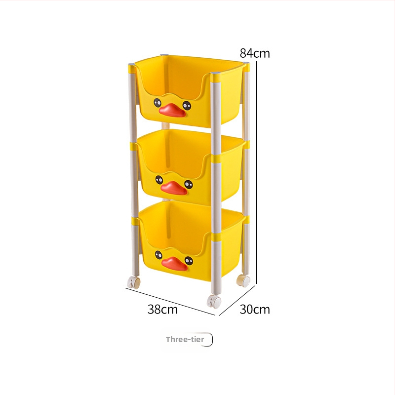 Viacposchodový stojan na hračky Little Yellow Duck na kolieskach do detskej izby