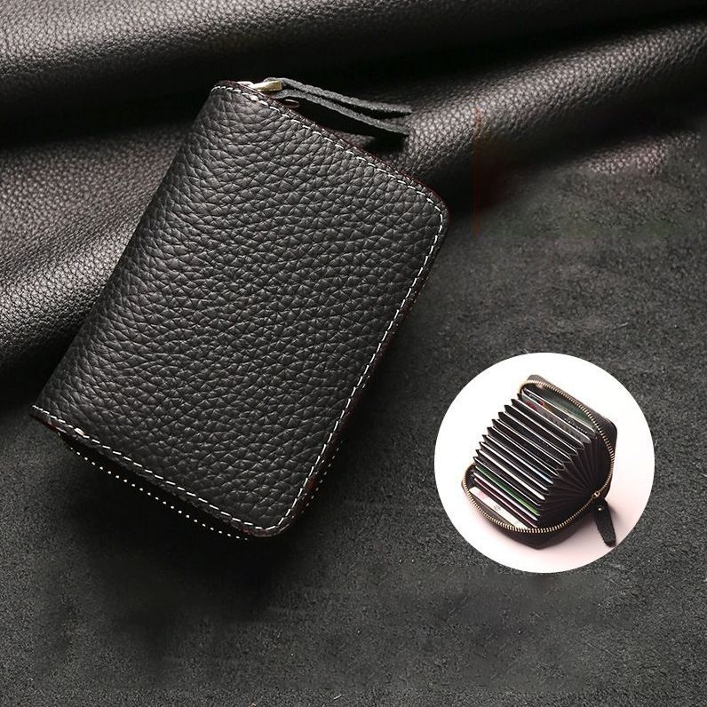 PU кожен държач за карти с защита срещу кражба, компактен портфейл за документи с множество отделения и място за шофьорска книжка