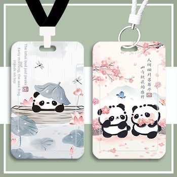 Θήκη καρτών με συρόμενο καπάκι, σε μοτίβο Panda, за карти πανεπιστημίου, карта γεύματος, επαγγελματικό ID и карта παραλαβής από νηπιαγωγείο – προστατευτικό κάλυμμα