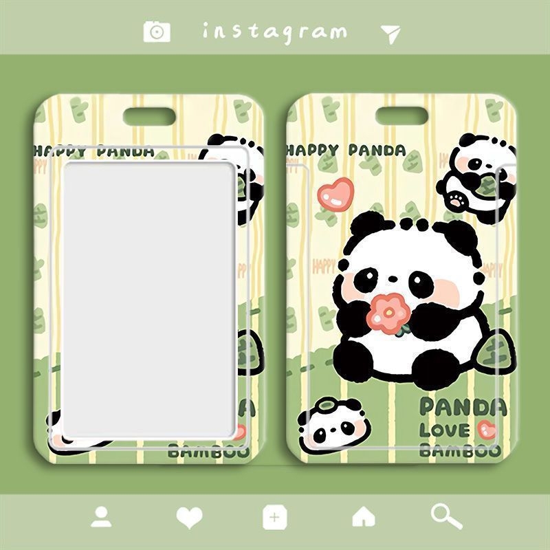 Θήκη καρτών με συρόμενο καπάκι, σε μοτίβο Panda, за карти πανεπιστημίου, карта γεύματος, επαγγελματικό ID и карта παραλαβής από νηπιαγωγείο – προστατευτικό κάλυμμα