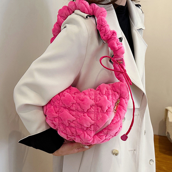 Torba u korejskom stilu, plisirana torbica oblaka, dumpling oblik, crossbody za žene od baršuna