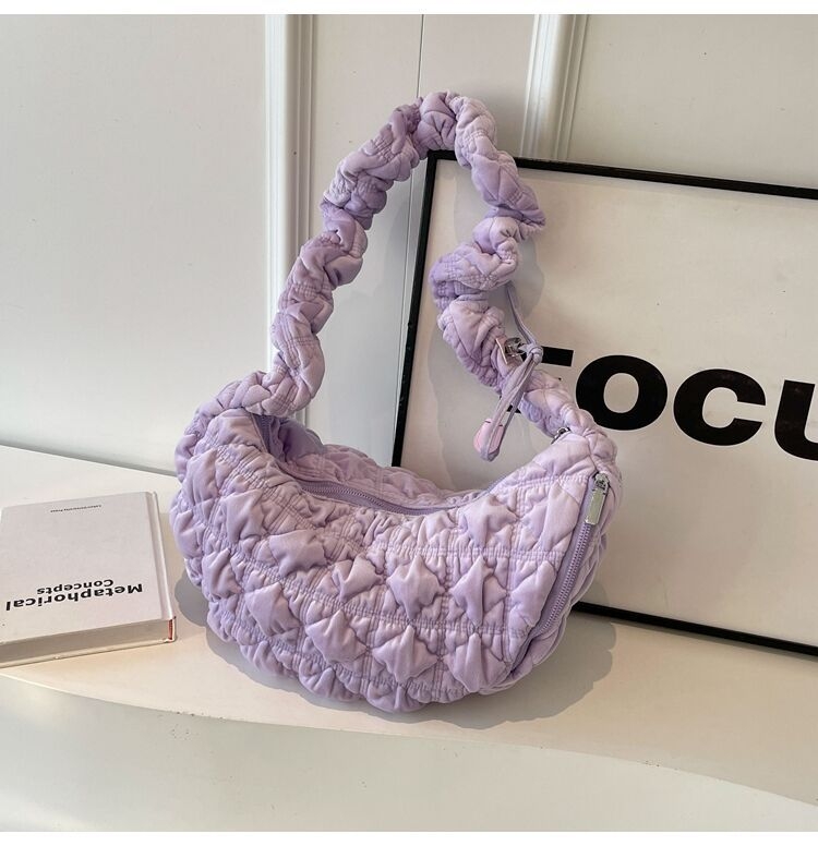 Torba u korejskom stilu, plisirana torbica oblaka, dumpling oblik, crossbody za žene od baršuna