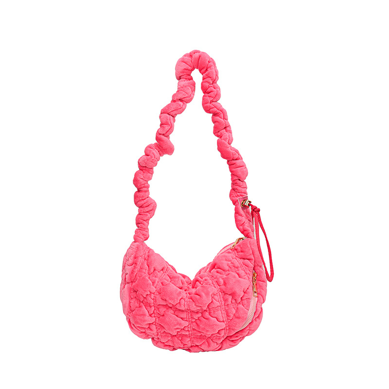 Torba u korejskom stilu, plisirana torbica oblaka, dumpling oblik, crossbody za žene od baršuna