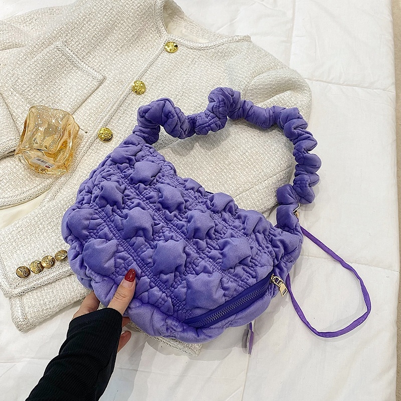 Torba u korejskom stilu, plisirana torbica oblaka, dumpling oblik, crossbody za žene od baršuna