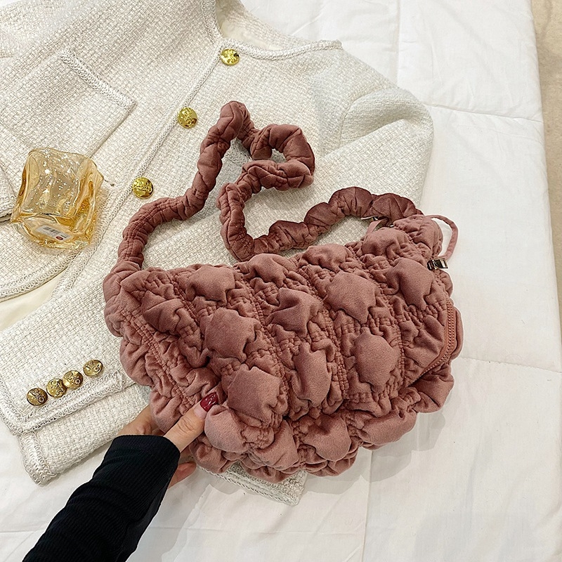 Torba u korejskom stilu, plisirana torbica oblaka, dumpling oblik, crossbody za žene od baršuna