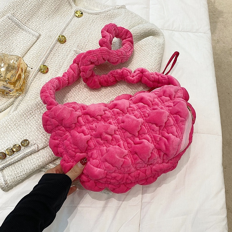 Torba u korejskom stilu, plisirana torbica oblaka, dumpling oblik, crossbody za žene od baršuna