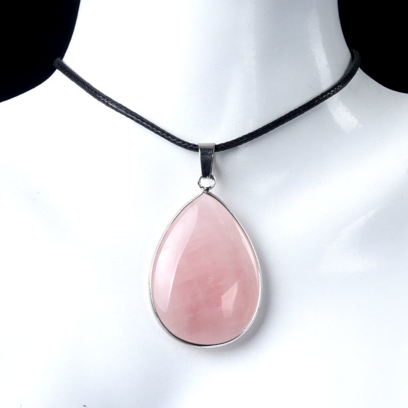 1741-White K Edge 25x35 Nagy vízcsepp alakú bezel nyaklánc, kristállyal és félkővel, rézzel galvanizált ezüst