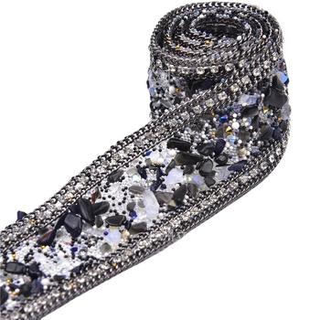 3,5 cm rhinestone pojas applikacija, ručno šivana, s ljepilom na stražnjoj strani za DIY odjeću