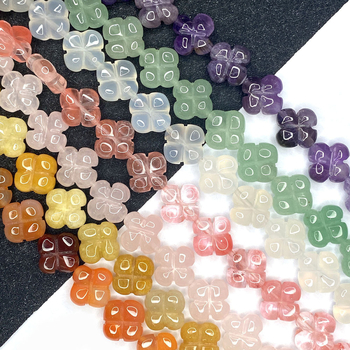 14 mm prirodni kamen, dvostrano četverolisne cvjetne perle – ametist i crveni ahat, DIY dodaci za nakit