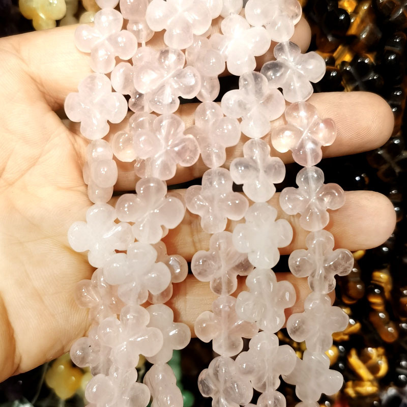 14 mm prirodni kamen, dvostrano četverolisne cvjetne perle – ametist i crveni ahat, DIY dodaci za nakit