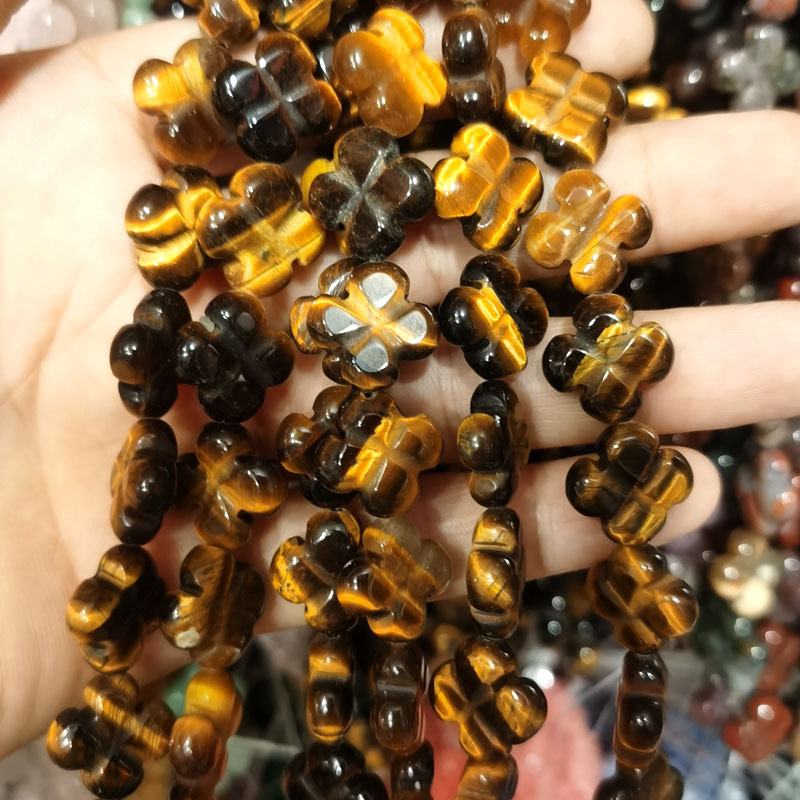 14 mm prirodni kamen, dvostrano četverolisne cvjetne perle – ametist i crveni ahat, DIY dodaci za nakit