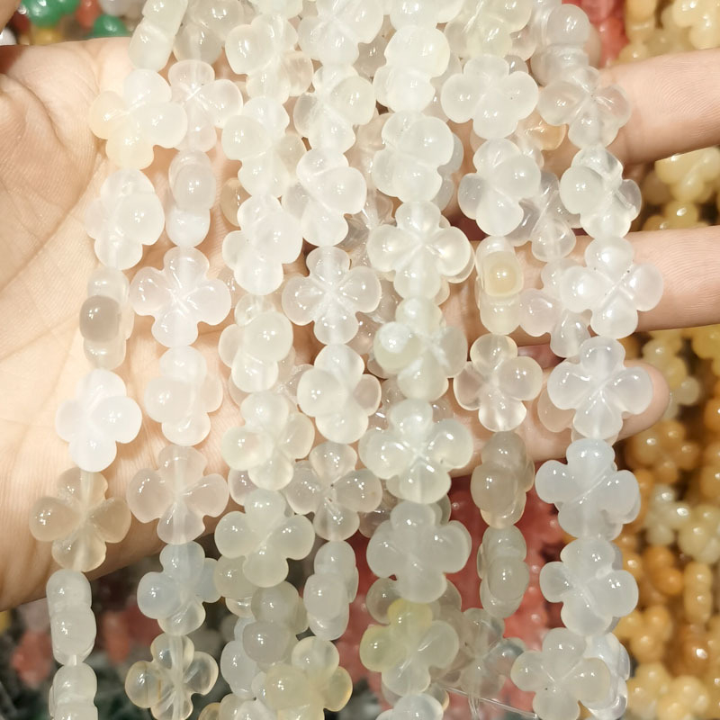 14 mm prirodni kamen, dvostrano četverolisne cvjetne perle – ametist i crveni ahat, DIY dodaci za nakit