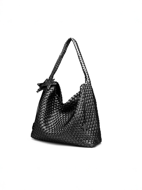 Geantă tote țesută Ecologică, culoare șampanie, capacitate mare, mărime medie, pentru deplasări zilnice, ținută la mână sau pe umăr, modă feminină, design original