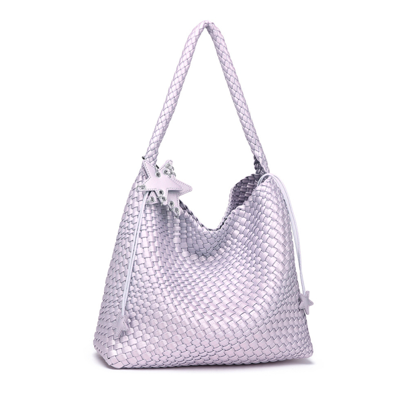 Geantă tote țesută Ecologică, culoare șampanie, capacitate mare, mărime medie, pentru deplasări zilnice, ținută la mână sau pe umăr, modă feminină, design original