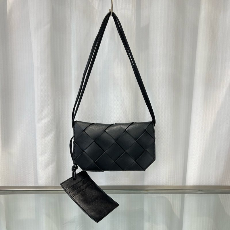Geantă mică pătrată din piele naturală, împletită, unisex, pentru telefon, curea crossbody