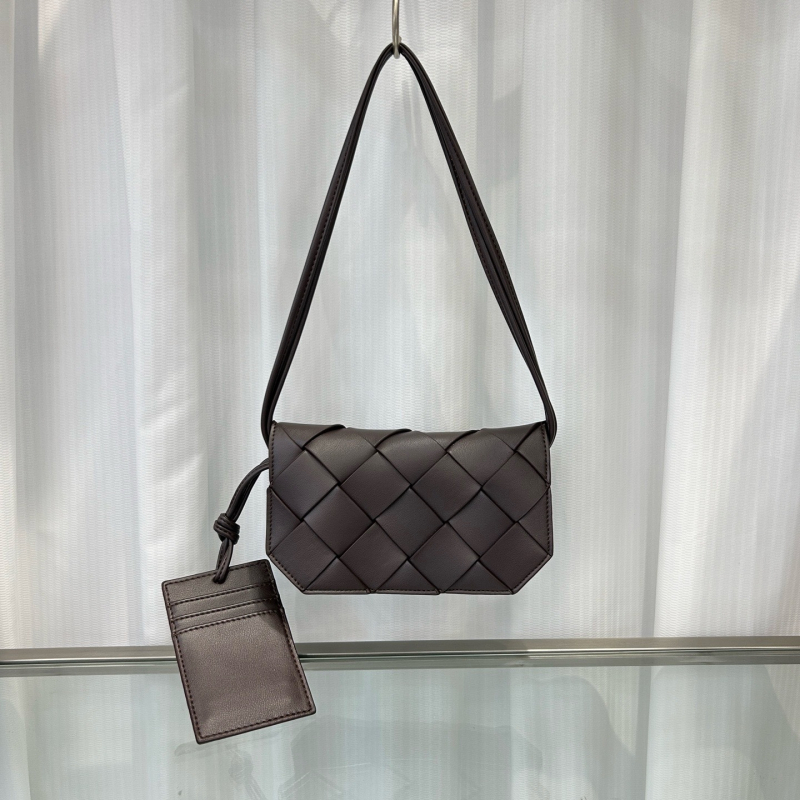 Geantă mică pătrată din piele naturală, împletită, unisex, pentru telefon, curea crossbody