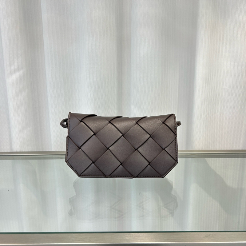 Geantă mică pătrată din piele naturală, împletită, unisex, pentru telefon, curea crossbody