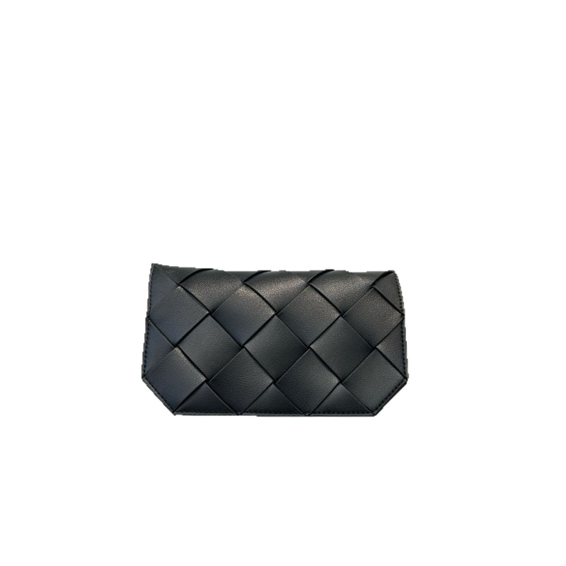 Geantă mică pătrată din piele naturală, împletită, unisex, pentru telefon, curea crossbody