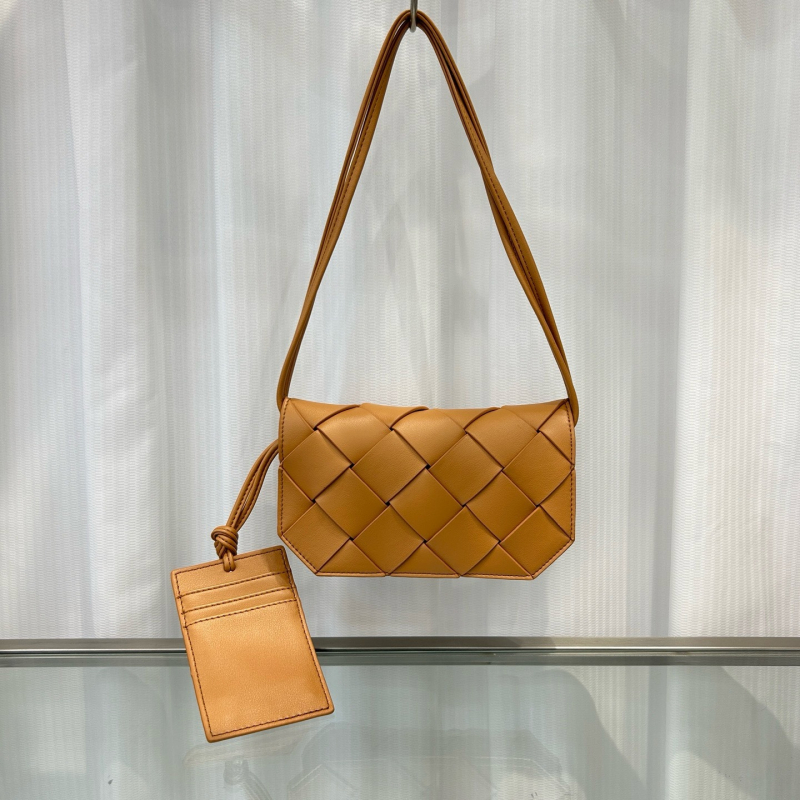 Geantă mică pătrată din piele naturală, împletită, unisex, pentru telefon, curea crossbody
