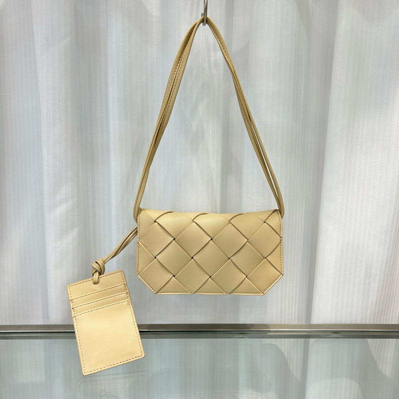 Geantă mică pătrată din piele naturală, împletită, unisex, pentru telefon, curea crossbody