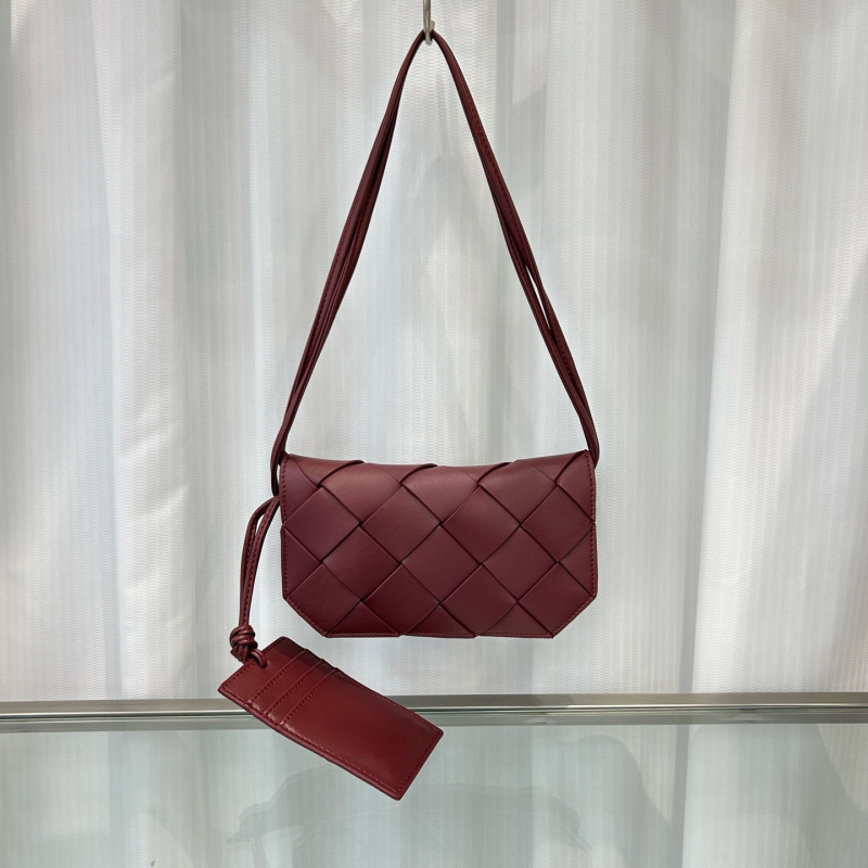 Geantă mică pătrată din piele naturală, împletită, unisex, pentru telefon, curea crossbody