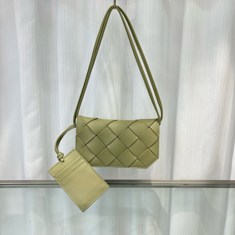 Geantă mică pătrată din piele naturală, împletită, unisex, pentru telefon, curea crossbody