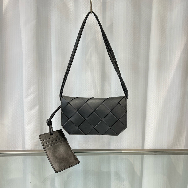 Geantă mică pătrată din piele naturală, împletită, unisex, pentru telefon, curea crossbody