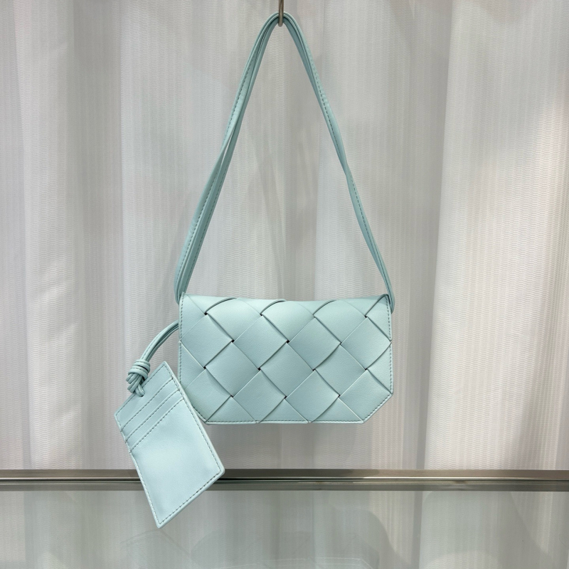 Geantă mică pătrată din piele naturală, împletită, unisex, pentru telefon, curea crossbody