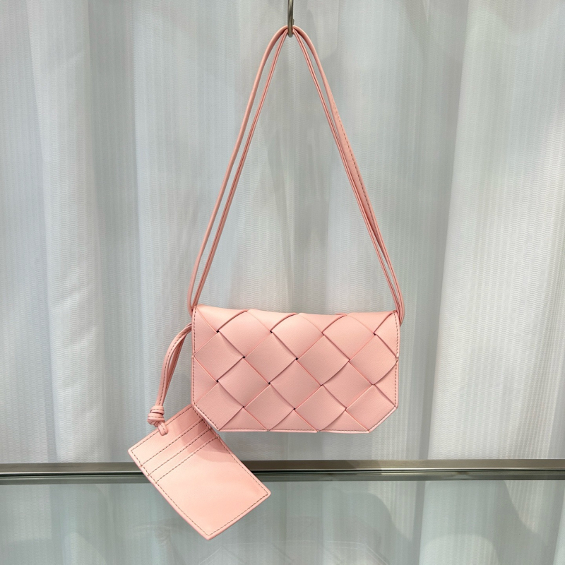 Geantă mică pătrată din piele naturală, împletită, unisex, pentru telefon, curea crossbody
