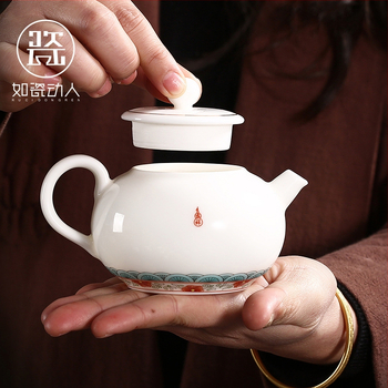 Emailezett színű Kung Fu teáskészlet fehér porcelánból — teáskanna, fedeles teáscsésze és fedeles tál otthoni tea-ceremóniához