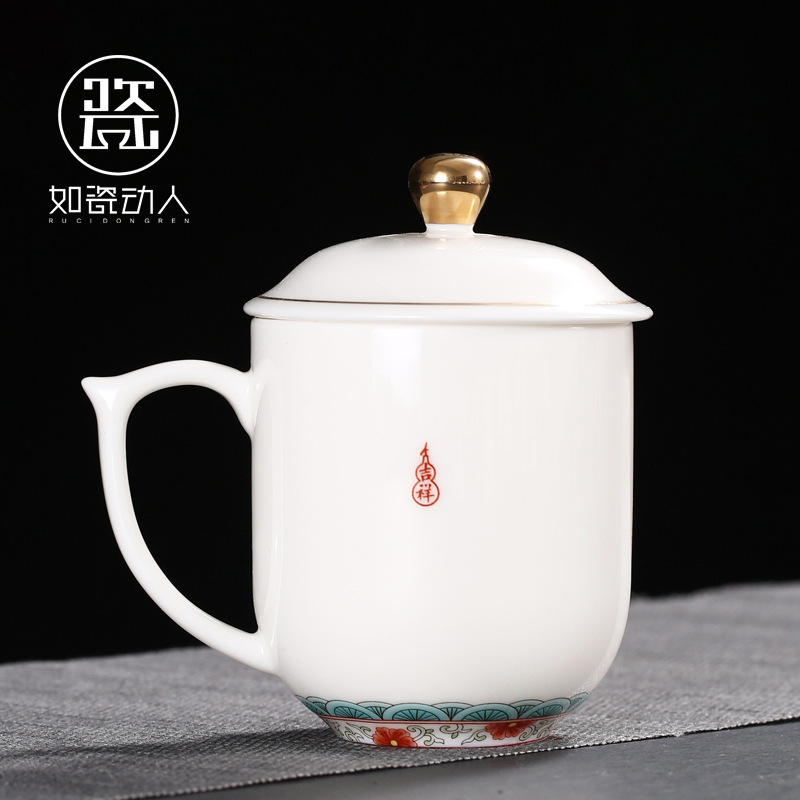 Emailezett színű Kung Fu teáskészlet fehér porcelánból — teáskanna, fedeles teáscsésze és fedeles tál otthoni tea-ceremóniához