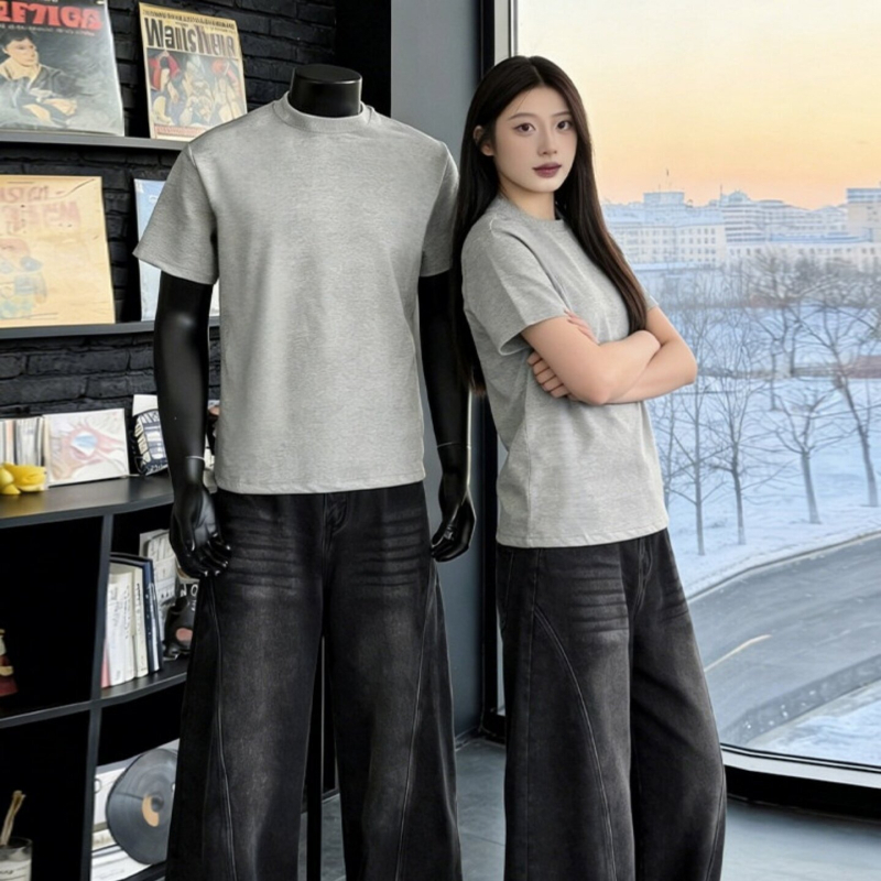Muški T-shirt kratkih rukava od čistog pamuka, s malim okruglim ovratnikom i rukavima s manžetama, ljeto, Sorona, brzo sušenje, ugodan dodir