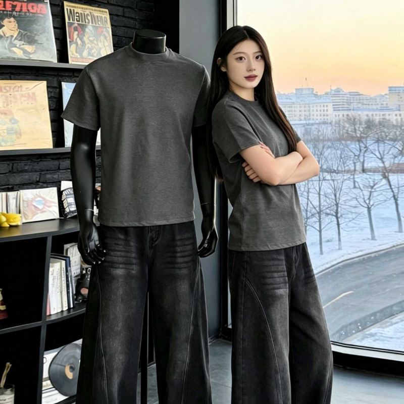 Muški T-shirt kratkih rukava od čistog pamuka, s malim okruglim ovratnikom i rukavima s manžetama, ljeto, Sorona, brzo sušenje, ugodan dodir