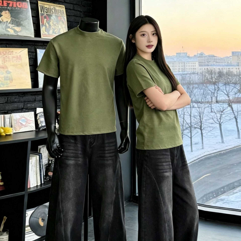 Muški T-shirt kratkih rukava od čistog pamuka, s malim okruglim ovratnikom i rukavima s manžetama, ljeto, Sorona, brzo sušenje, ugodan dodir