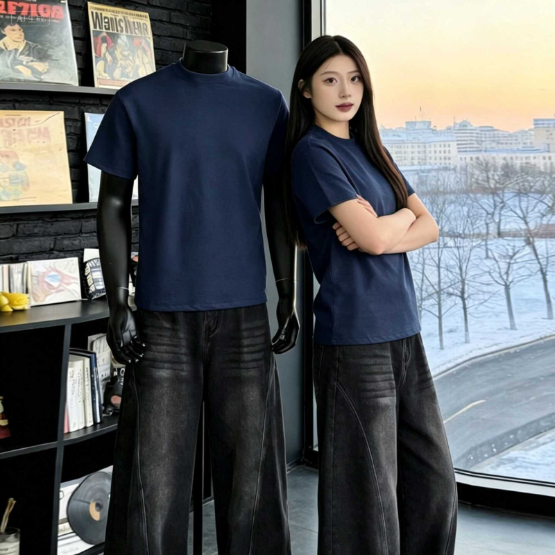 Muški T-shirt kratkih rukava od čistog pamuka, s malim okruglim ovratnikom i rukavima s manžetama, ljeto, Sorona, brzo sušenje, ugodan dodir