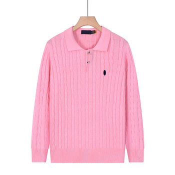 Pulover tricotat pentru bărbați, cu guler polo, torsadă, culoare solidă, mâneci lungi