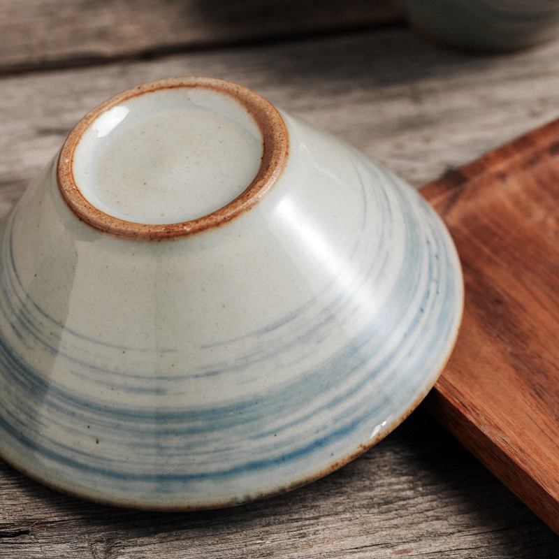 Porcelanska zdjela nadahnuta nordijskim stilom, keramički posuđe u antiknom stilu, 5-inčna zdjela za rižu u obliku šešira, ručno oslikana.