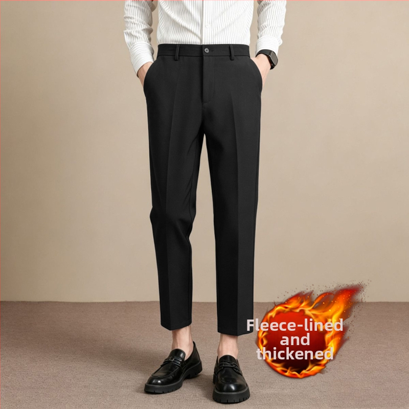 Мъжки луксозни летни костюмни панталони, Slim Straight, дължина до глезена, бизнес ежедневни, антибръчка, гладко падане